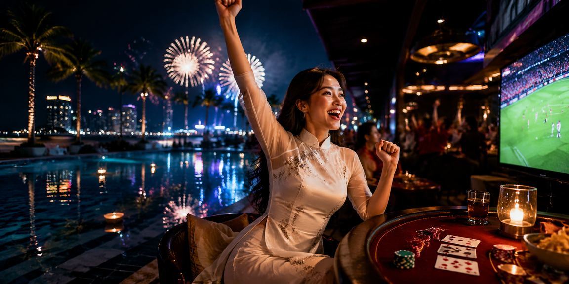 Khung cảnh Nha Trang với trò chơi bài minh họa việc quản lý số dư trước khi giải trí