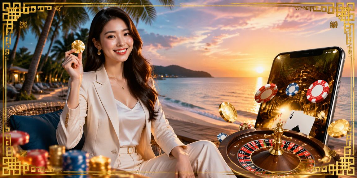 Người dùng tại bãi biển Phú Quốc cầm điện thoại và giữ nhịp giải trí cân bằng